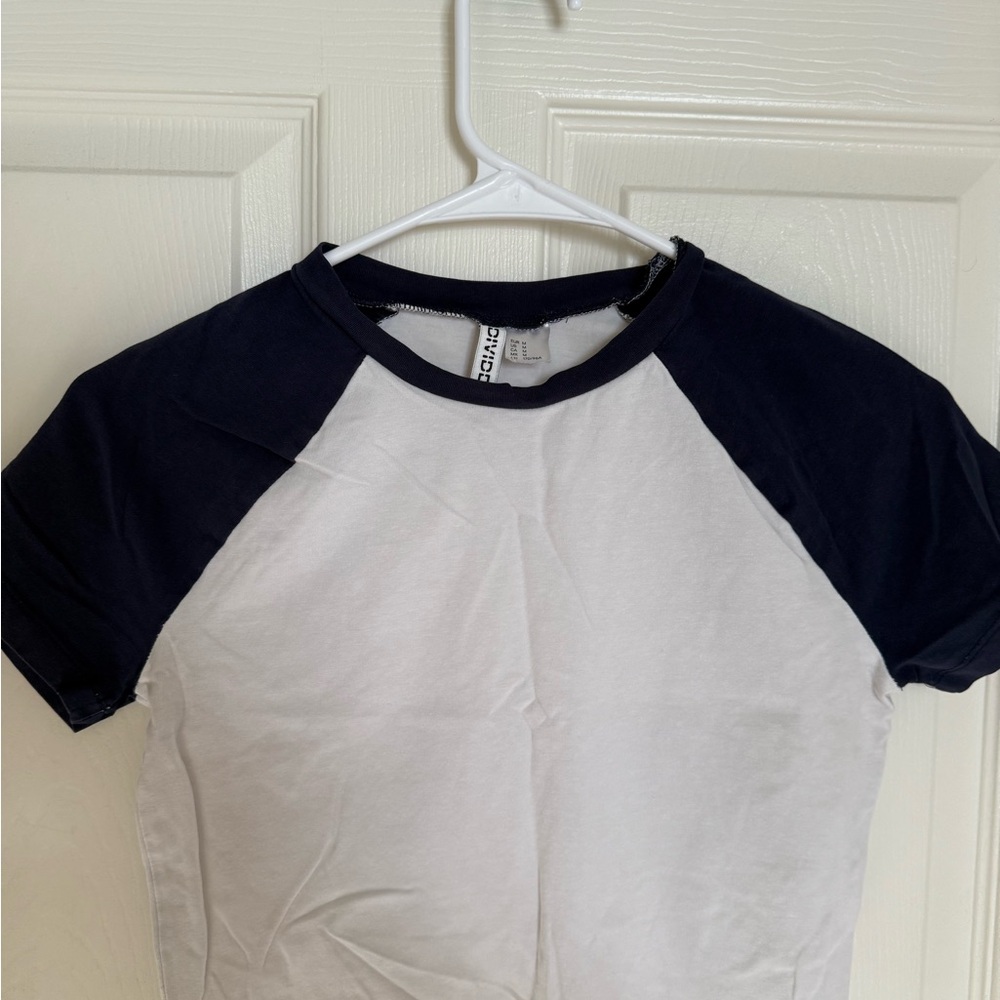 Zara Navy and White Raglan T-Shirt
